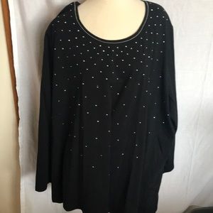 Catherines Black Bling Top Size 5X Long Sleeve